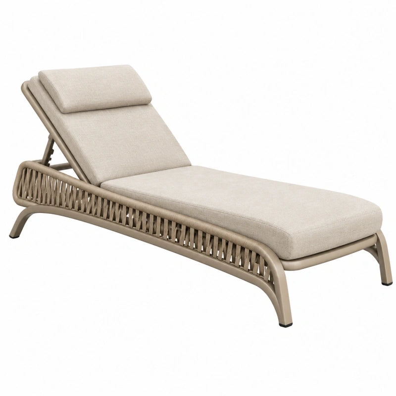 Gartenliege 195 x 70 x 88 cm Metall Textil Beige verstellbare Rückenlehne