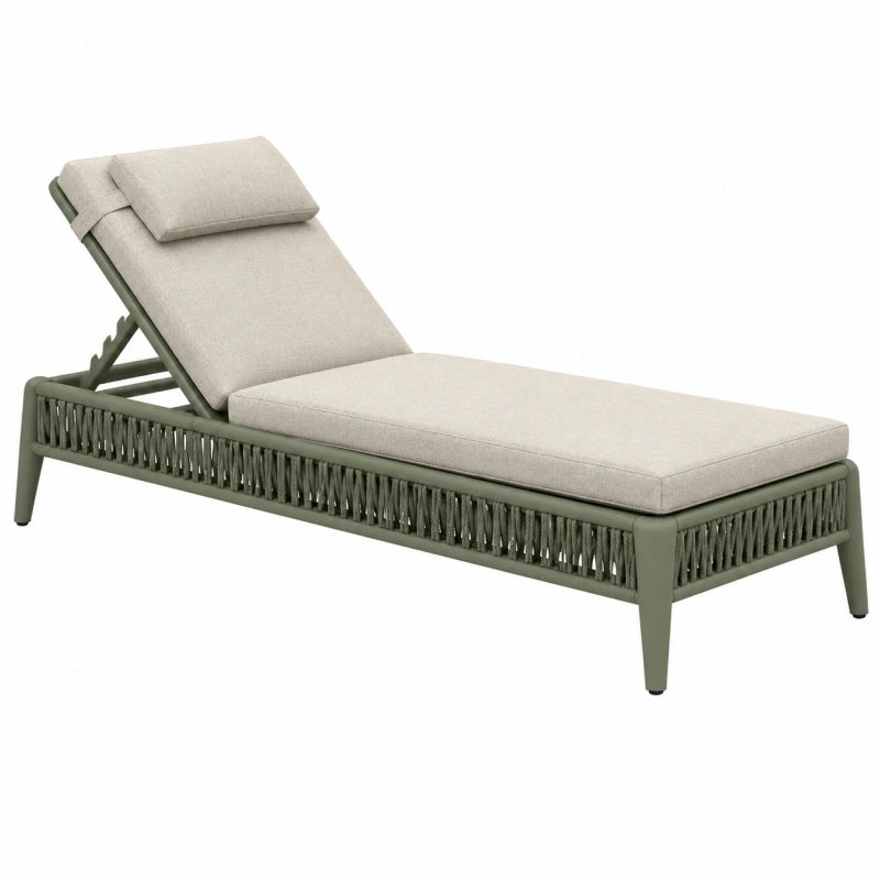 Sonnenliege 200 x 70 x 85 cm Aluminium Geflecht Grün Beige verstellbar für Garten