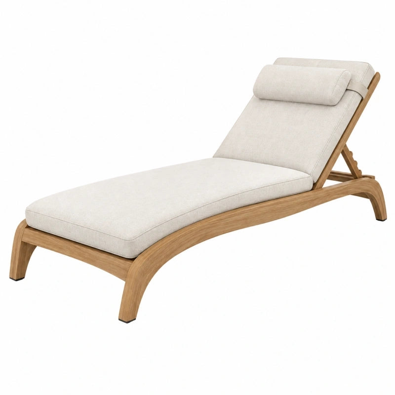 Gartenliege 200 x 70 cm Holz Creme mit verstellbarer Rückenlehne