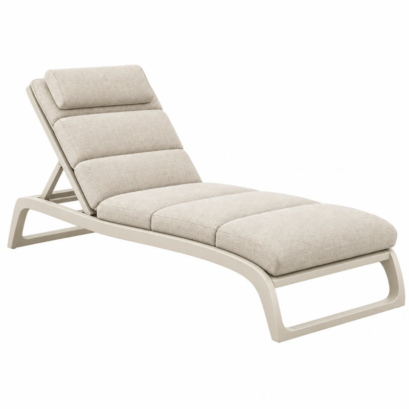 Gartenliege 196 x 67 x 88 cm Beige mit Textilpolster und verstellbarer Rückenlehne