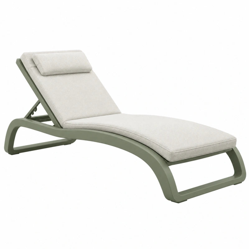 Gartenliege 190 x 65 x 90 cm mit Metallgestell Beige Grün verstellbar