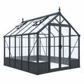 Gewächshaus 320 x 240 x 250 cm aus Aluminium und Glas in Schwarz mit Doppeltür