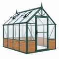 Gewächshaus 190 x 190 x 220 cm Aluminium Polycarbonat Grün mit Lüftungsfenstern
