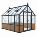 Gewächshaus 240 x 190 x 230 cm Aluminium Glas Anthrazit freistehend mit Dachfenstern