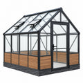 Gewächshaus 240 cm x 190 cm x 195 cm aus Metall Transparent Schwarz Braun mit Dachfenstern