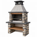 Gartengrill 120 x 70 x 220 cm aus Stein Beton Edelstahl Grau Braun mit Kamin