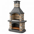 Grillkamin 120 x 70 x 220 cm aus Stein Grau Beige mit Grillrost für den Garten