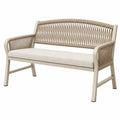 2-Sitzer Gartenbank 125 x 65 x 80 cm aus Aluminium und Seilgeflecht in Beige für Terrasse und Balkon