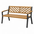 Gartenbank 150 x 65 x 88 cm Holz Naturbraun Schwarz mit Metallgestell