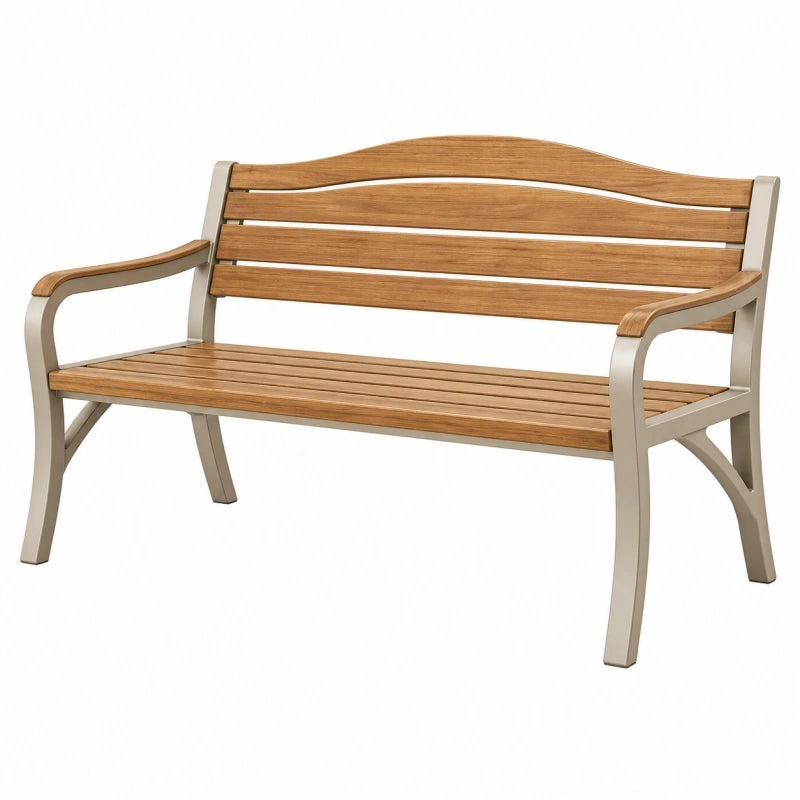 Gartenbank 150 x 63 x 88 cm aus Holz und Metall Braun Beige für den Außenbereich