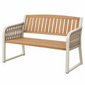 Gartenbank 120 x 60 x 85 cm Holz Metall Beige Braun mit geflochtenen Armlehnen