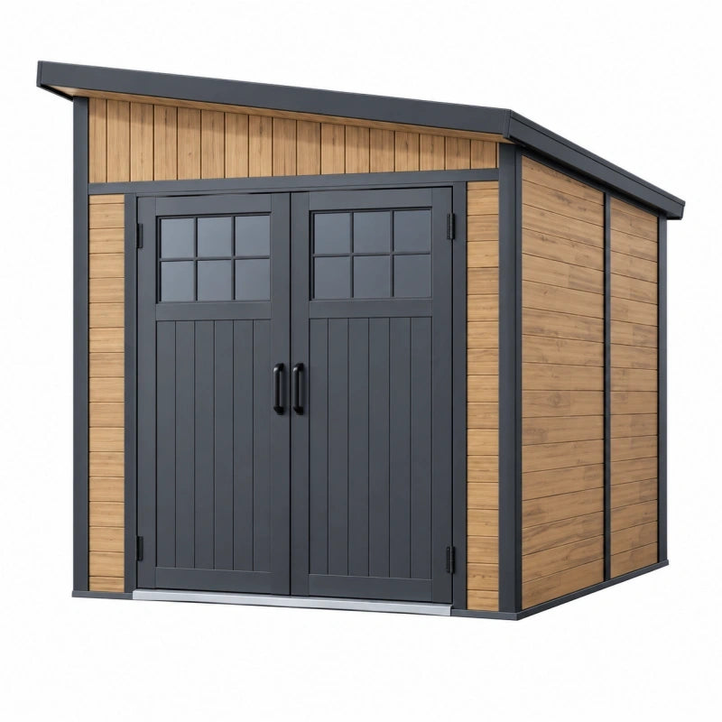 Gartenhaus 200 x 120 x 180 cm Holz Anthrazit mit Doppeltür