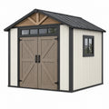 Gartenhaus 203 x 122 x 201 cm Kunststoff Beige Anthrazit Geräteschuppen im Landhausstil