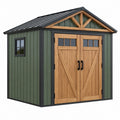 Gartenhaus 240 x 180 x 220 cm Metall und Holz Grün - Geräteschuppen mit Doppeltür