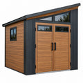 Gartenhaus 300 x 200 x 250 cm Holz und Metall Anthrazit Braun mit Doppeltür und Fenstern