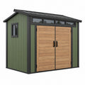 Gartenhaus 240 x 180 x 220 cm Grün Holzoptik mit Doppeltür und Fenstern